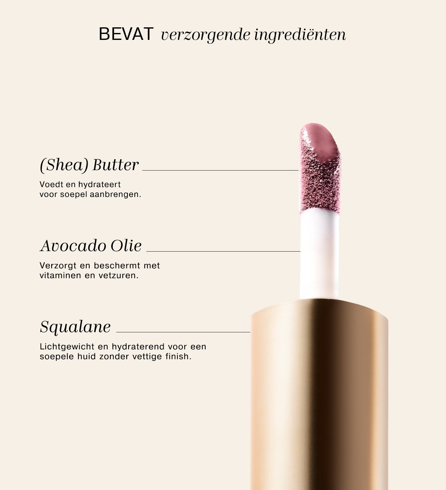 Mini Vibrant Cheeks Liquid Blush verrijkt met voedende ingrediënten sheaboter, avocado-olie en squalane.