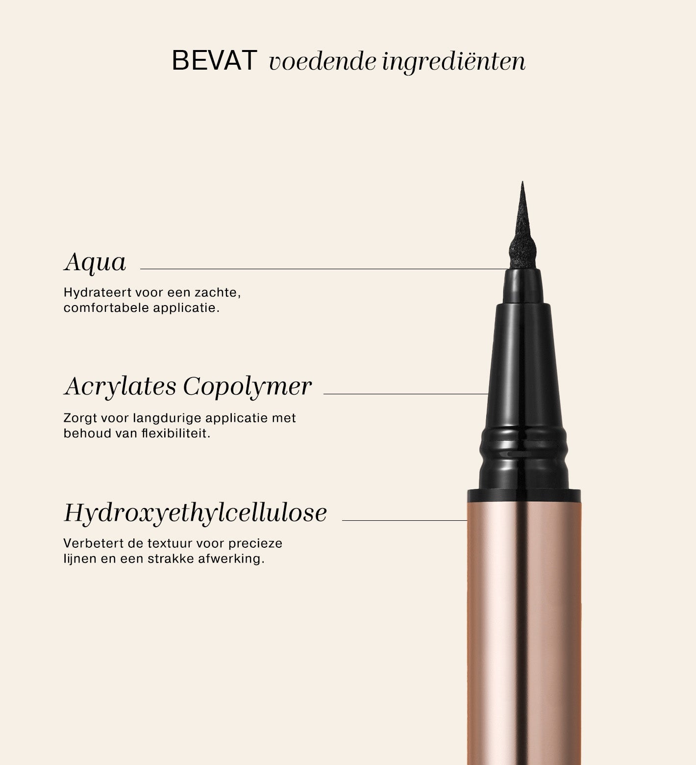 Liquid Waterproof Eyeliner - It's All About The Wing infographic met Aqua, Acrylates Copolymer en Hydroxyethylcellulose