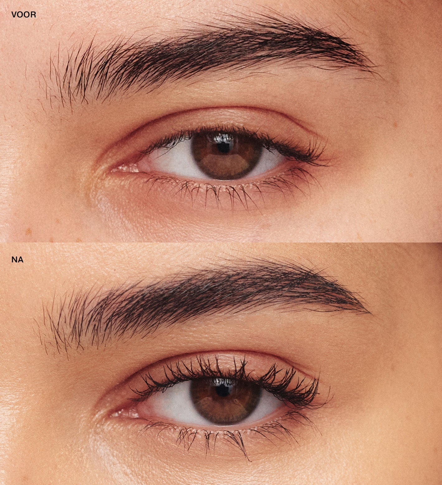 Voor en na vergelijking met Gilded Lashes Mascara voor zichtbaar meer volume en lengte